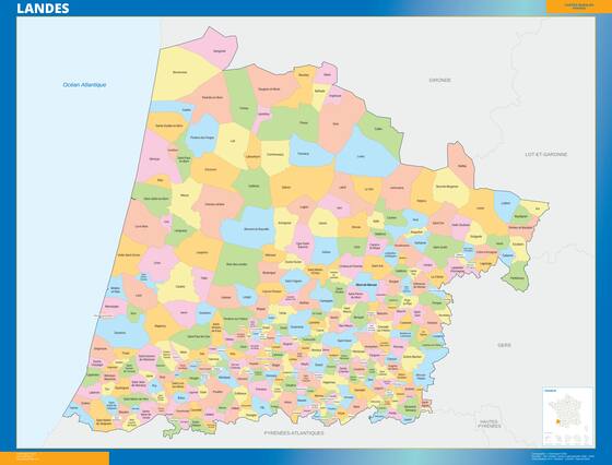 Landes — carte des communes du département