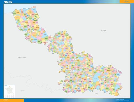 Nord — carte des communes du département