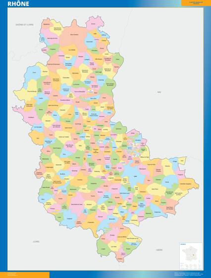 Rhône — carte des communes du département