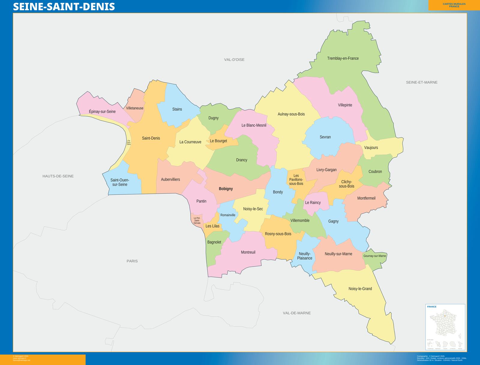 Seine-Saint-Denis — carte des communes du département