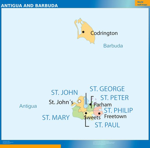 Carte murale Antigua-et-Barbuda