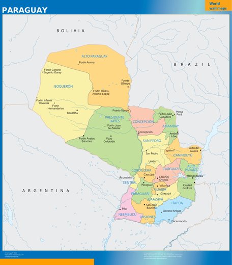 Carte murale Paraguay