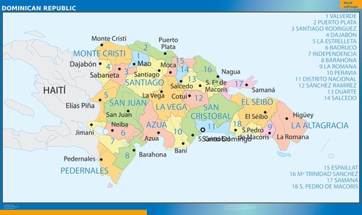 Carte murale République dominicaine