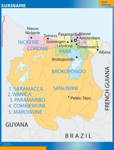 Carte murale Suriname