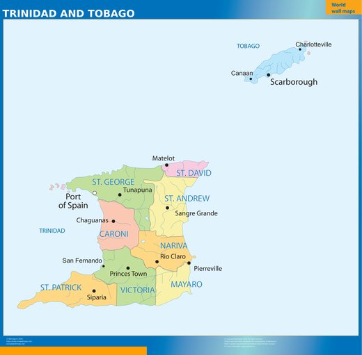 Carte murale Trinité-et-Tobago